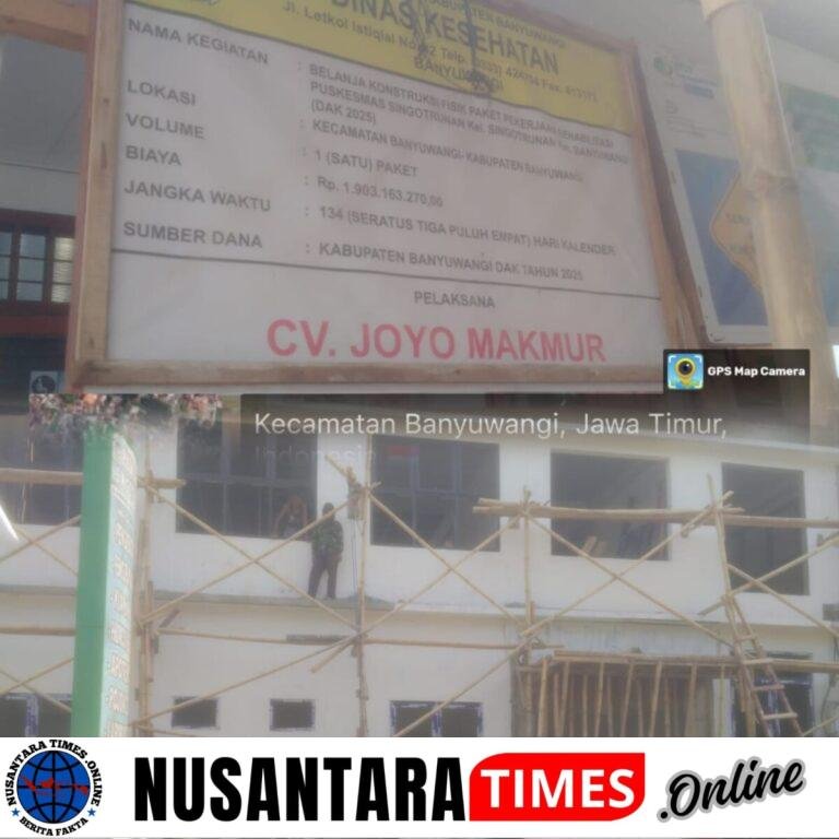 “Rehabilitasi Puskesmas Singotrunan Rp1,9 Miliar Disorot: K3 Diduga Tak Diterapkan”