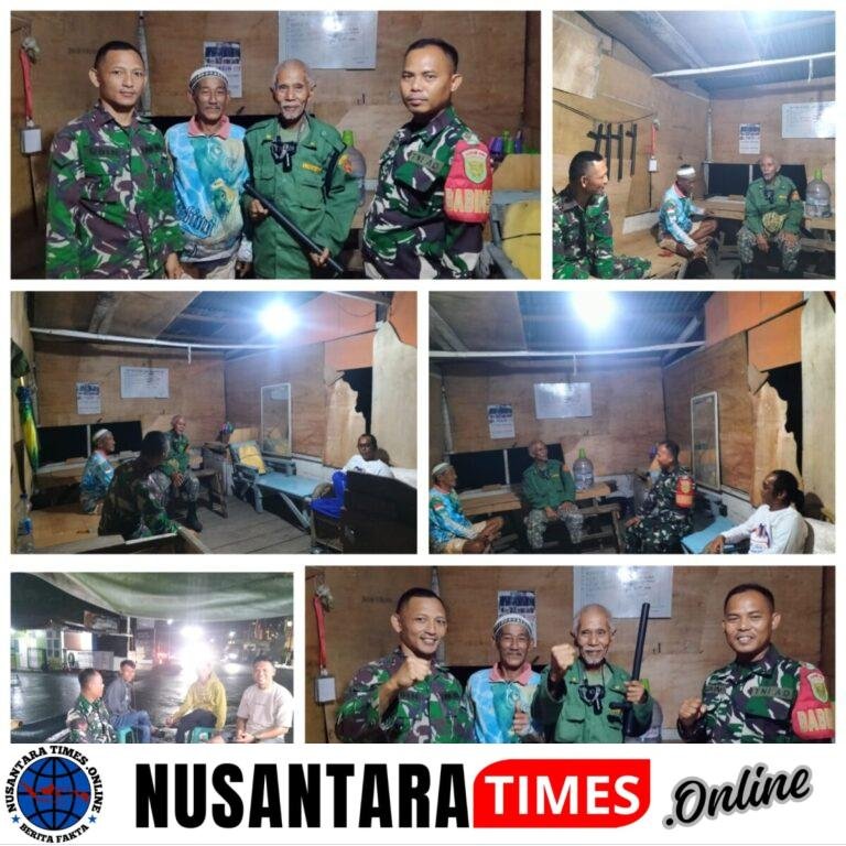 Dua Personel Koramil 404-05/TE Patroli Siskamling Bersama Warga di Kelurahan Pasar Tanjung Enim