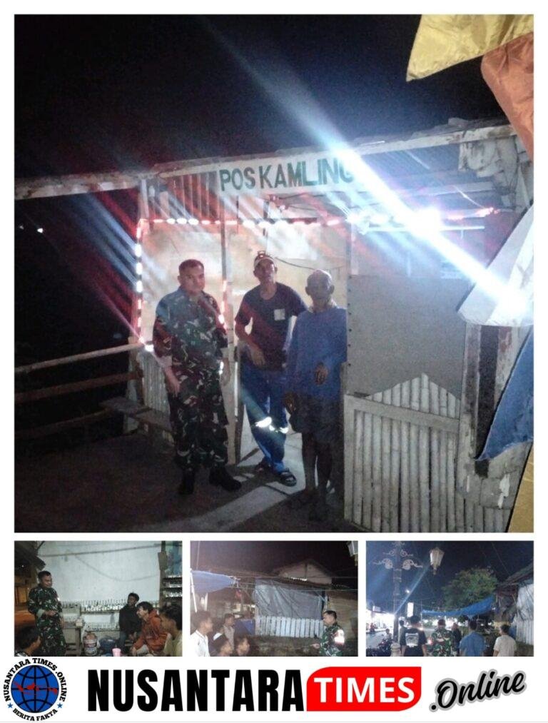 Pastikan Wilayah Aman, Babinsa Patroli Siskamling Bersama Warga