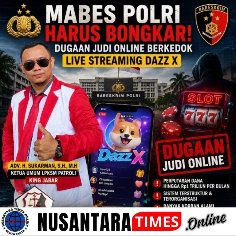 KING JABAR Desak Mabes Polri Bongkar Dugaan Judi Online Berkedok Live Streaming DAZZ X, Diduga Putar Dana Hingga Rp1 Triliun per Bulan